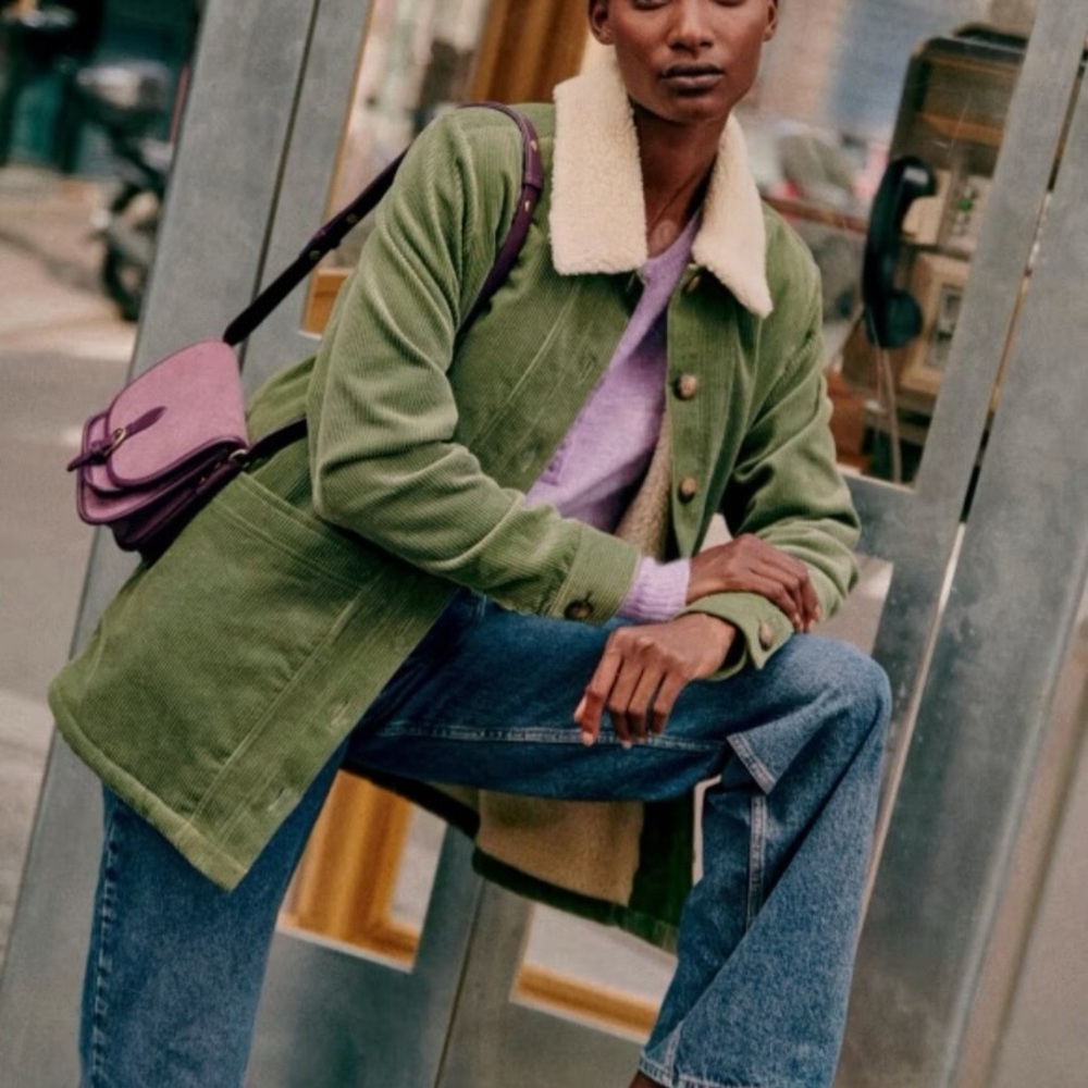 Sézane Sage Green Corduroy Will Jacket